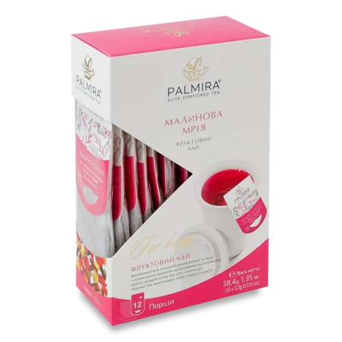 Чай Фруктовий Малинова Мрія Palmira Картонна Упаковка 12х3.2г