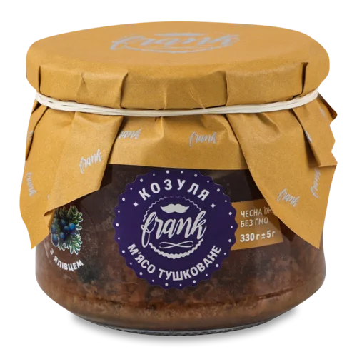 М'ясо Козулі Тушковане З Ялівцем, Скляна Банка, Вищого Ґатунку, 330г