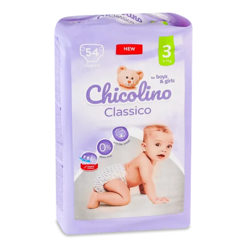 Підгузки Дитячі 4-9 кг 3 Classico Chicolino, 54 шт
