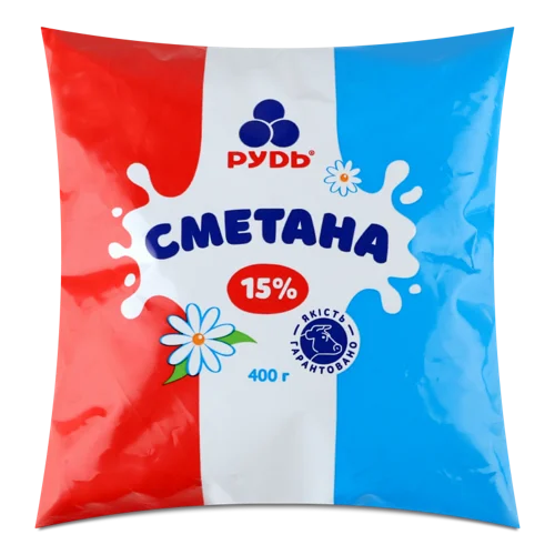 Сметана Пастеризована 15% Рудь м/у, 400г