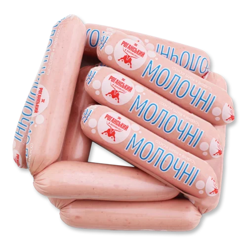 Сосиски Варені Молочні Роганський М'ясокомбінат Вищого Ґатунку, кг