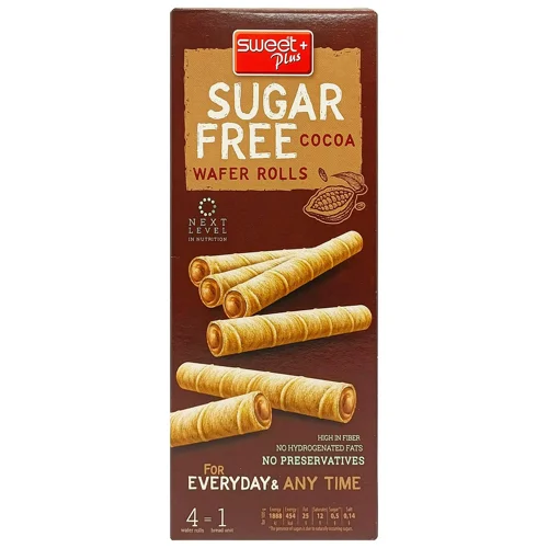 Трубочки вафельні Sweet Plus з какао кремом без цукру 120г