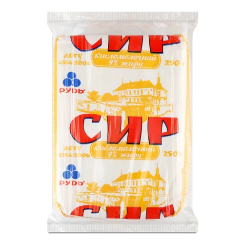 Сир Кисломолочний 9% Рудь, м'який Упаковка, 250г