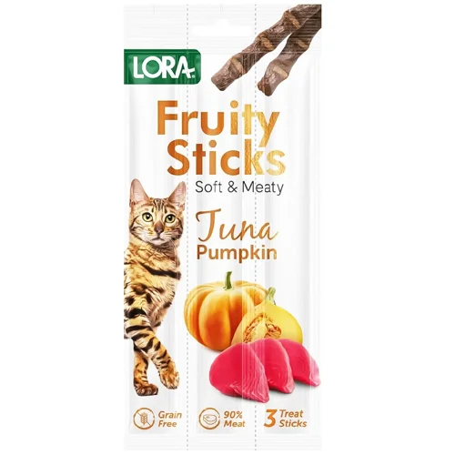 Ласощі для котів Lora Fruity Sticks з тунцем та гарбузом для дорослих котів 5г*3шт