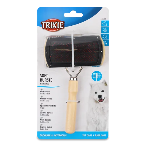 Пуходерка Двостороння Для Собак З Щіткою Дерев'яна 10х18см №2305 Trixie 1шт
