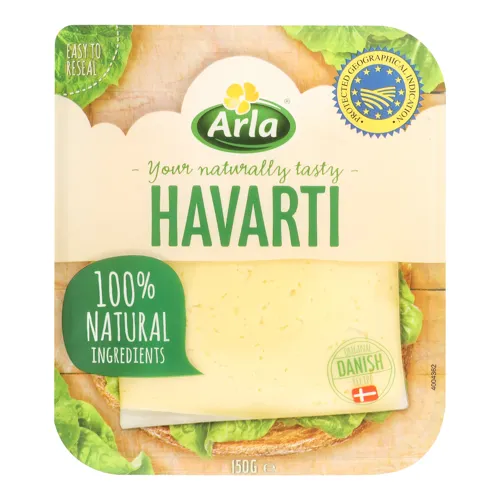 Сир 60% твердий Havarti Arla лоток 150г