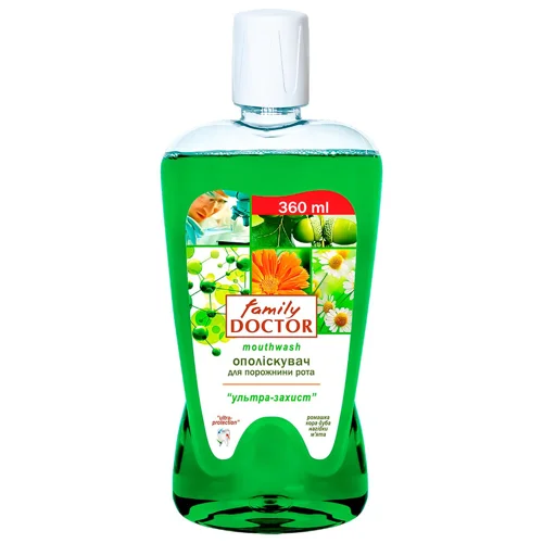 Ополіскувач для ротової порожнини Family Doctor Ультра-захист з екстрактами ромашки, кори дуба, календули і м'яти 250мл