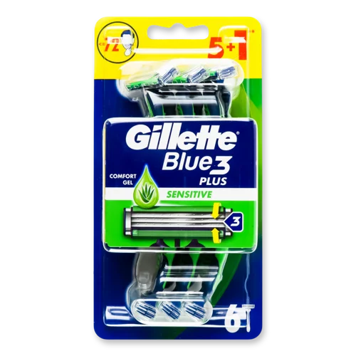 Станок для Гоління Одноразовий Sensitive Blue 3 Plus Gillette, 6шт