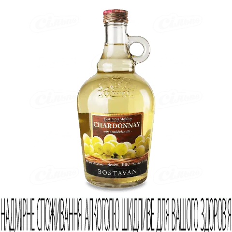 Вино Bostavan «Шардоне» біле напівсолодке, 1л