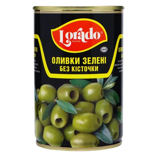 Оливки Lorado зелені без кісточки з залізній банці 300г А*