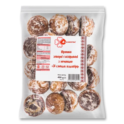 Пряники Заварні Глазуровані З Начинкою Зі Смаком Пломбіру, м/у 400г
