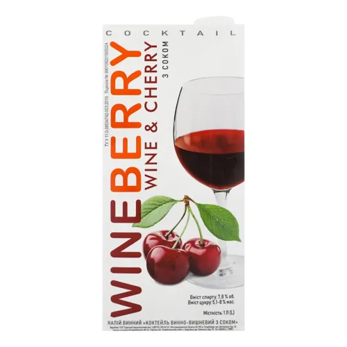 Напій винний 1л 7.8% з соком Wine&Cherry Wineberry т/п