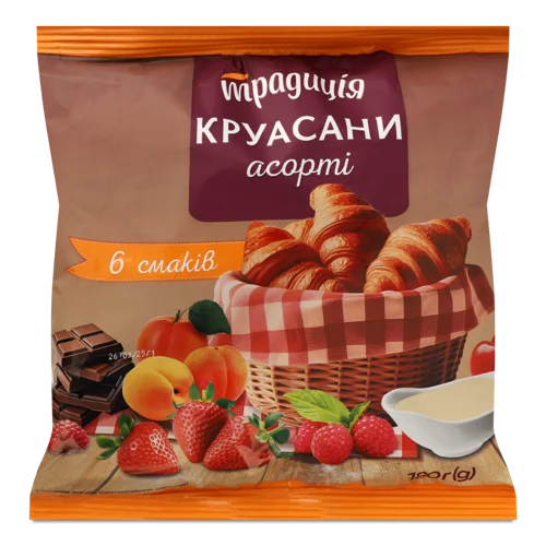 Круасани Асорті Вищого Ґатунку, Картонна Упаковка, 180 Г