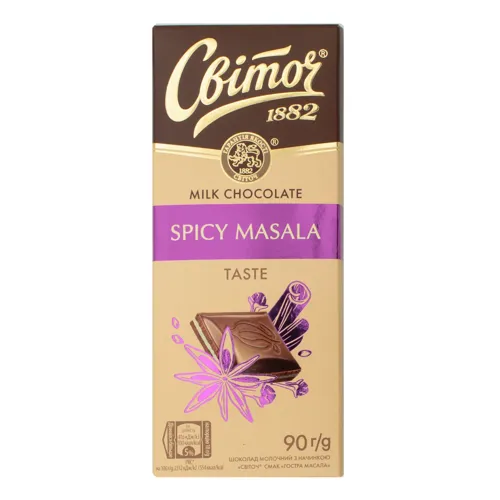 Шоколад молочний з начинкою Spicy Masala Світоч м/у 90г
