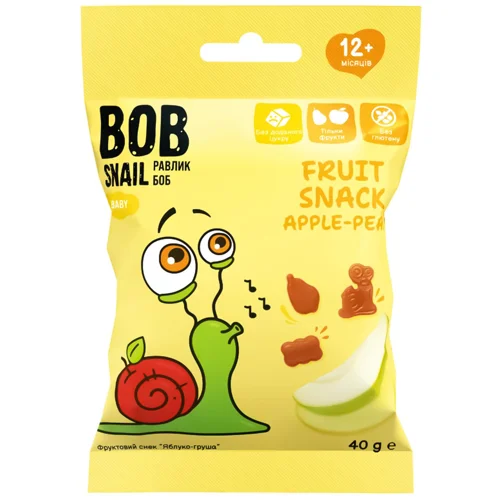 Снек фруктовий Bob Snail яблуко-груша 40г