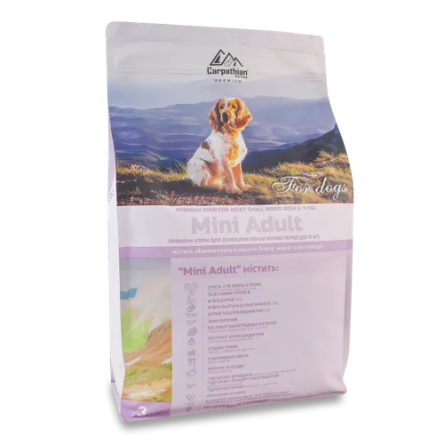 Корм Сухий Для Дорослих Собак Малих Порід, Mini Adult Premium, Carpathian Pet Food, в/ґ, 3кг