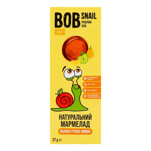 Мармелад натуральний «Яблуко-груша-лимон» Bob Snail 27г
