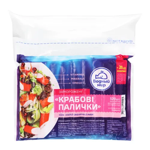 Палички крабові з білої океанічної риби Водний Світ вищого ґатунку 520