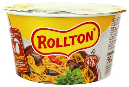 Локшина швидкого приготування яєчна з грибами По-домашньому Rollton ст 75г