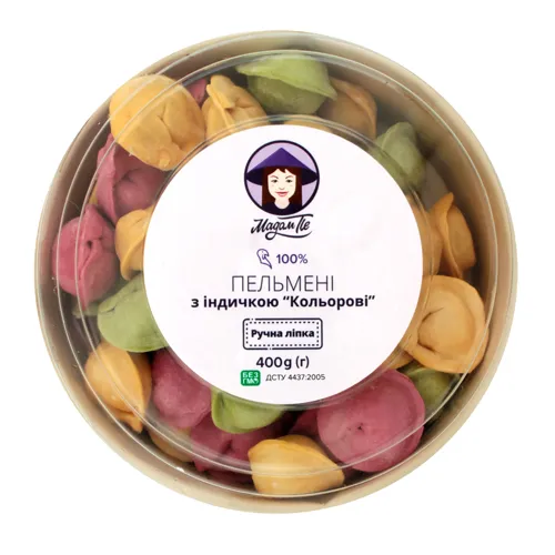Пельмені з індичкою ручна ліпка Кольорові Мадам Пе 400г