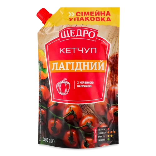 Кетчуп з Червоною Паприкою Лагідний Щедро, Натуральний, В/ґ, 360г