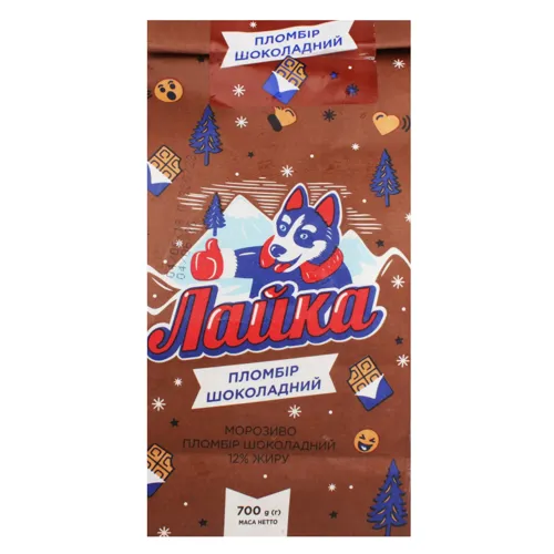 Морозиво 12% пломбір шоколадний Лайка м/у 700г