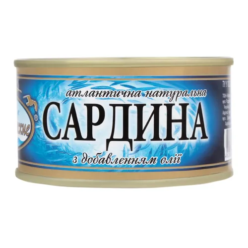 Сардина атлантична натуральна з добавленням олії Океанічні з/б 200г