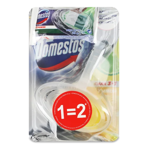 Гігієнічний Блок для Унітазу Лимон + Змінний Блок Хвоя, Domestos 2х35г
