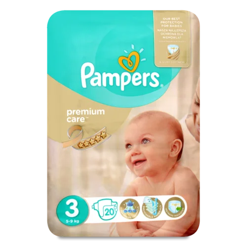 Підгузки 6-10 кг Premium Care Pampers, 20 шт, в/ґ
