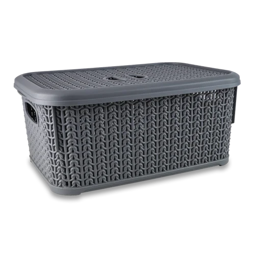 Корзина Прямокутна З Кришкою Сірий Металік 6л №66000.2 Knit Ucsan Plastik, 1шт