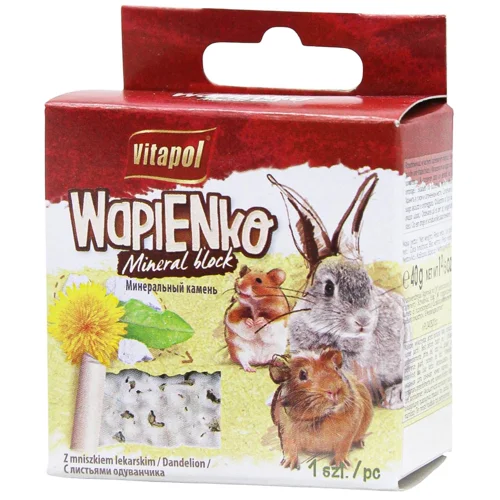 Мінеральний камінь Vitapol Wapienko для гризунів з листям кульбаби 40г