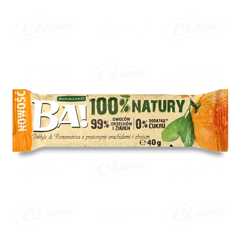 Батончик Ba! фініковий лимонний сік-апельсинова олія-овес без цукру, 40г