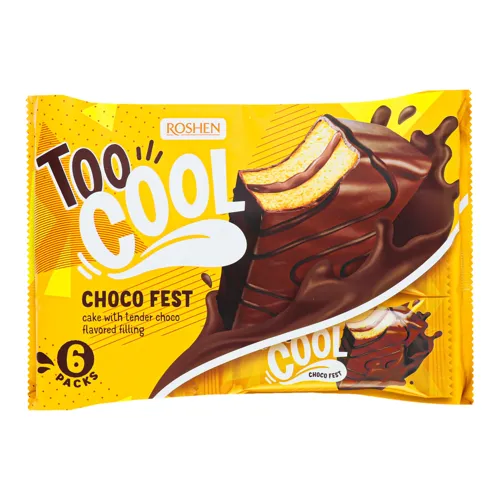 Тістечка бісквітні глазуровані Choco Fest Too Cool Roshen м/у 6х45г