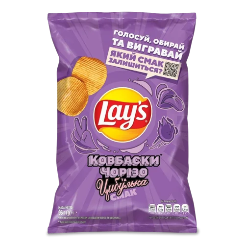 Чипси Картопляні Ковбаски Чорізо та Цибулька Lay's м/у, 95г