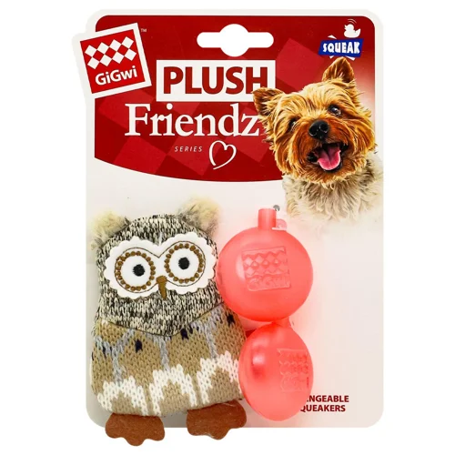 Іграшка GiGwi Plush для собак сова з пищалкою 10см