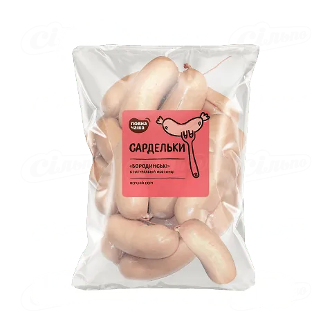 Сардельки «Повна Чаша»® «Бородинські» натуральна оболонка 1 ґ, кг