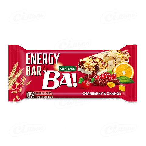 Батончик Bakalland злаковий журавлина-цукати-йогурт, 40г