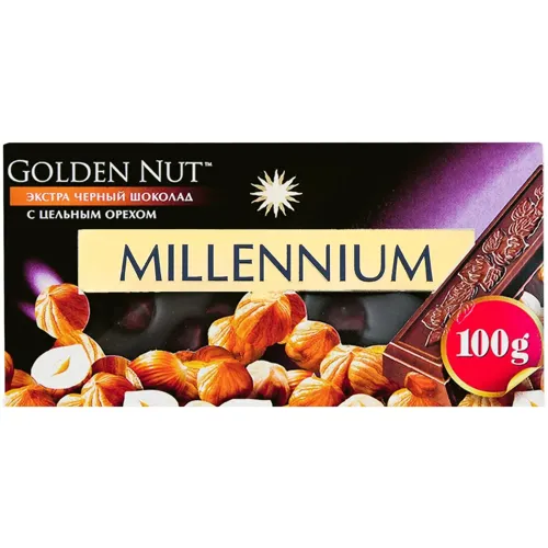 Шоколад Millenium Golden Nut чорний з цільними лісовими горіхами 100г