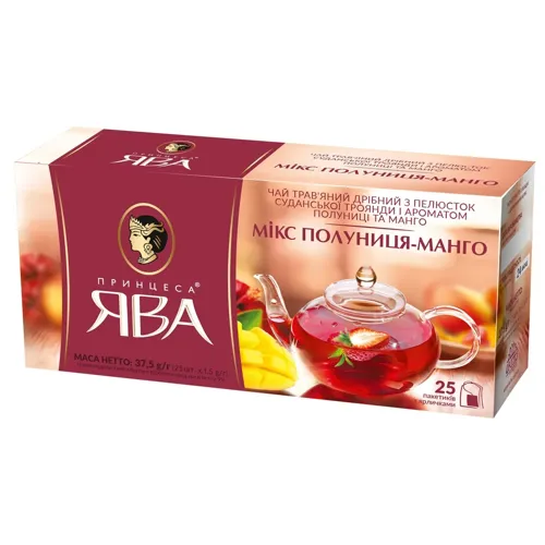 Чай трав'яний Принцеса Ява Каркаде Мікс Полуниця-манго 1,5г*25шт