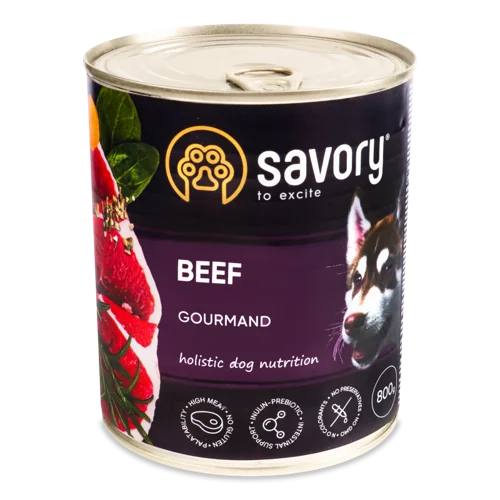 Корм Повнораціонний Для Дорослих Собак З Яловичиною Gourmand Savory, з/б 800г