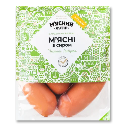 Сардельки Варені З М'яса Птиці З Сиром М'ясний Хутір, кг