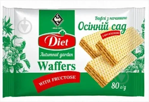 Вафлі Житомирські Ласощі Осінній сад з фруктозою 80г