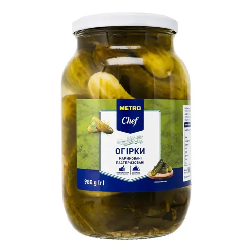 Огірки мариновані пастеризовані Metro Chef с/б 980г