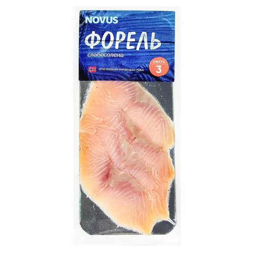 Форель Novus слабосолена нарізана 80г