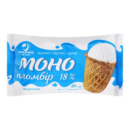 Морозиво 18% пломбір Моно Ласунка м/у 80г