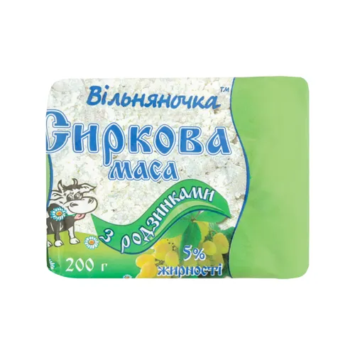 Сиркова маса 5% з родзинками Вільняночка м/у 200г