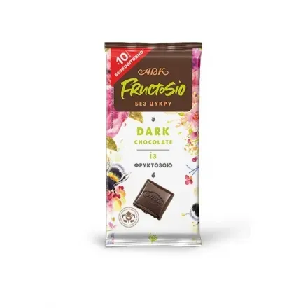 Шоколад 100г АВК Fructosio чорний без цукру з фруктозою м/уп