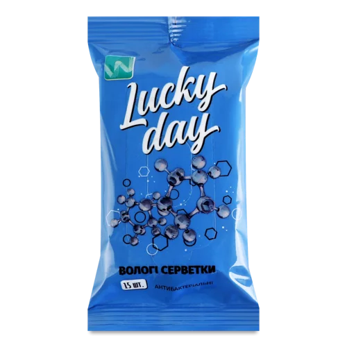 Вологі Антибактеріальні Серветки Lucky Day, 15шт