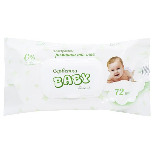 Серветки вологі Baby дитячі з екстрактом ромашки та алое 72шт