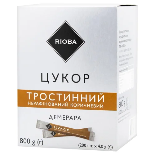 Цукор Rioba тростинний у стіках 4г х 200шт